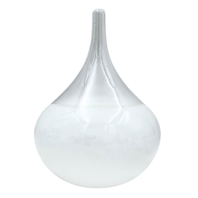 Barometr Burzowy Fitzroya - Kropla Storm Glass z możliwością personalizacji grawerem - elegancki prezent w kształcie kropli, wysokość 11 cm, szklane naczynie z unikalnymi kryształami reagującymi na zmiany pogody