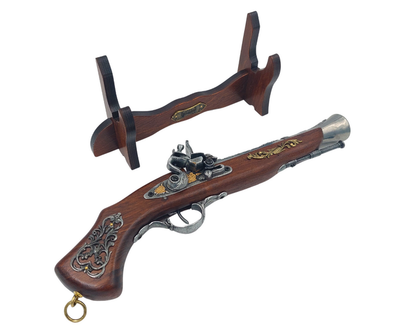 Large Italian Pistol on Stand with Personalized Engraving Option
