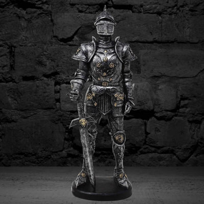 Figurka Dekoracyjna Rycerz w Zbroi 39cm Srebrna z Możliwością Personalizacji Grawerem