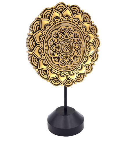 Figurka Mandala Owalna 35cm - Złota Dekoracja Buddyjska z Możliwością Personalizacji Graweru