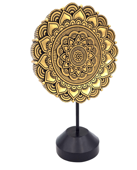 Figurka Mandala Owalna 35cm - Złota Dekoracja Buddyjska z Możliwością Personalizacji Graweru