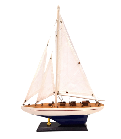 Drewniany Model Jachtu Wysokość 42 cm z Możliwością Personalizacji Grawerem