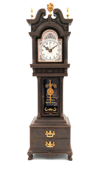 Zegar Dziadka Retro z Pozytywką i Personalizowanym Grawerem, Elegancka Szkatułka na Drobiazgi, Wysokość 37,5 cm, Idealny Prezent w Stylu Vintage