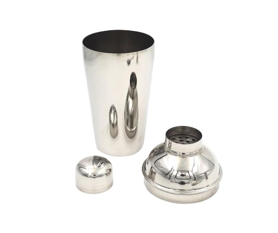 Steel Bartender Set 3 pieces with customizable engraving - Shaker 750 ml, Jigger 15/30 ml, Strainer - elegant gift for cocktail lovers, stainless steel, silver color
