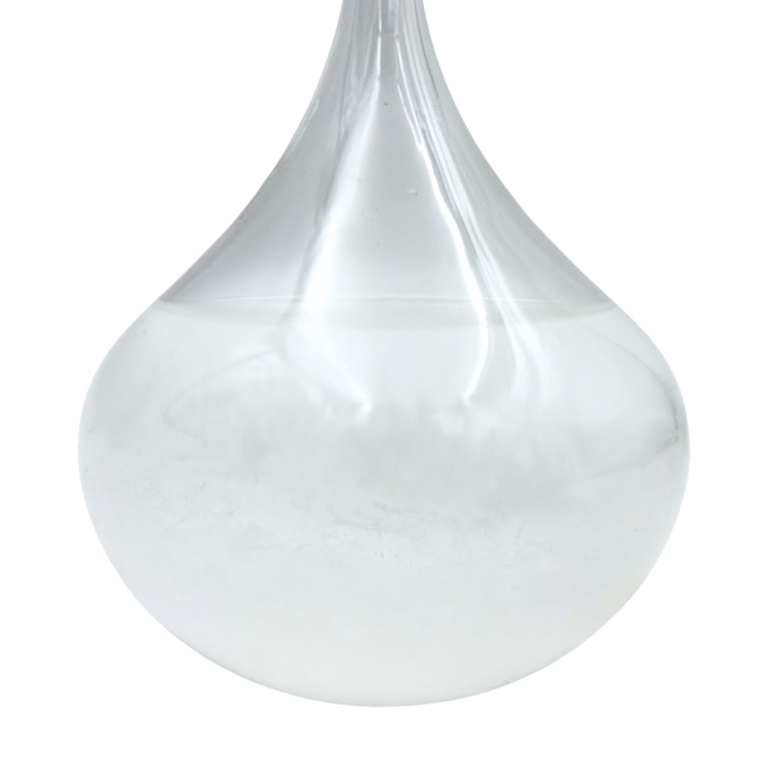 Barometr Burzowy Fitzroya - Kropla Storm Glass z możliwością personalizacji grawerem - elegancki prezent w kształcie kropli, wysokość 11 cm, szklane naczynie z unikalnymi kryształami reagującymi na zmiany pogody
