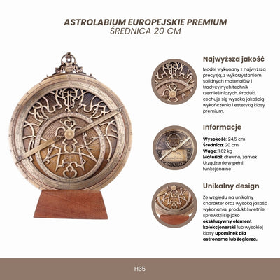 Duże Astrolabium Europejskie H35 z Grawerem