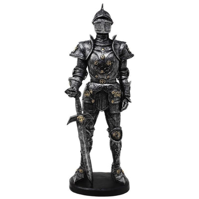 Figurka Dekoracyjna Rycerz w Zbroi 39cm Srebrna z Możliwością Personalizacji Grawerem
