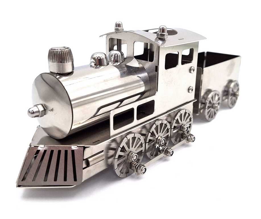 Model argintiu de tren cu posibilitatea personalizării prin gravură