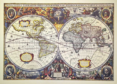 Mapa Świata 1630r. - Reprint J. Hondius z możliwością personalizacji grawerem