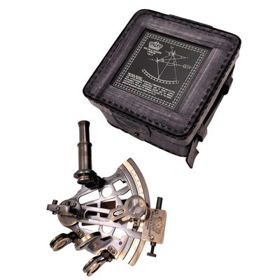 Brass Sextant with Personalized Engraving in a Leather Box