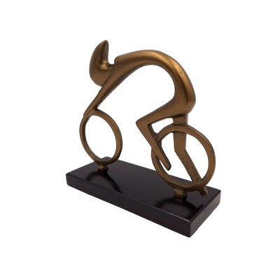 Figurka Kolarza Kolarz VB26/9 z Grawerem - Elegancki Prezent dla Rowerzysty, Wysokość 18 cm, Mosiężna i Czarna, Minimalistyczna Dekoracja do Wnętrz
