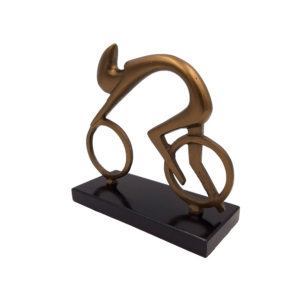 Figurka Kolarza Kolarz VB26/9 z Grawerem - Elegancki Prezent dla Rowerzysty, Wysokość 18 cm, Mosiężna i Czarna, Minimalistyczna Dekoracja do Wnętrz