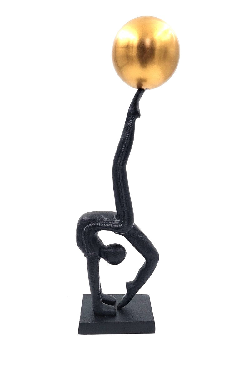 Figurka dekoracyjna jogina w kolorze czarnym i złotym, wysokość 41 cm, możliwość personalizacji grawerem, idealna na prezent