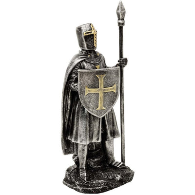 Figurka Rycerz z włócznią 20 cm z możliwością personalizacji grawerem - ręcznie malowana dekoracja z polyresinu na prezent dla miłośników historii i militariów