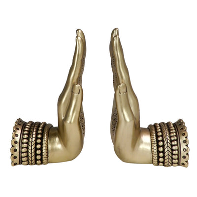 Złoty Bookend - Dłonie z możliwością personalizacji grawerem - eleganckie podpórki do książek w stylu nowoczesnym i glamour - idealny prezent na każdą okazję - wymiary 15,5 x 9 x 19,5 cm, materiał polyresin