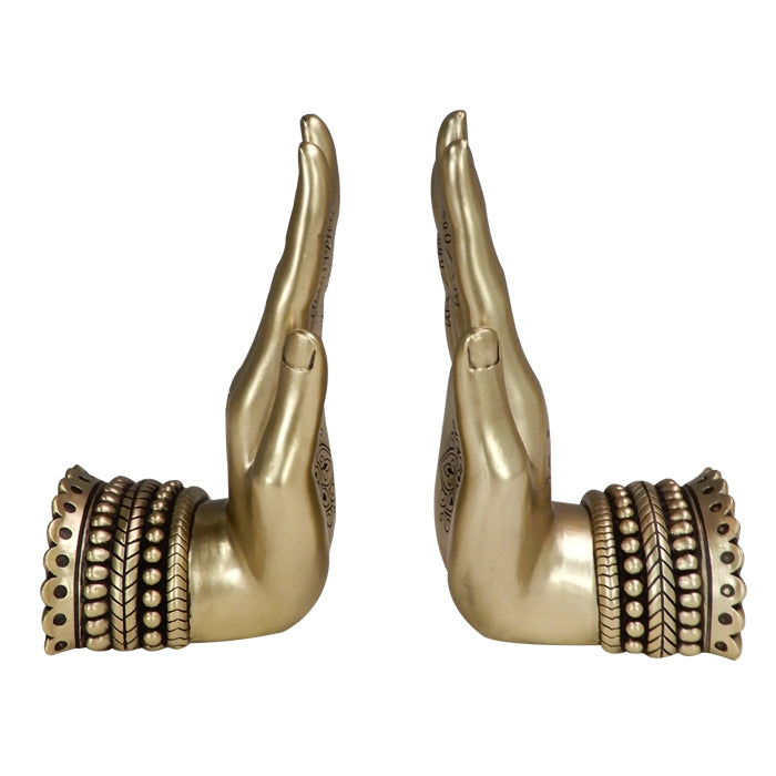 Złoty Bookend - Dłonie z możliwością personalizacji grawerem - eleganckie podpórki do książek w stylu nowoczesnym i glamour - idealny prezent na każdą okazję - wymiary 15,5 x 9 x 19,5 cm, materiał polyresin