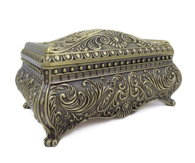 Elegant decorative metal jewelry box with engraving