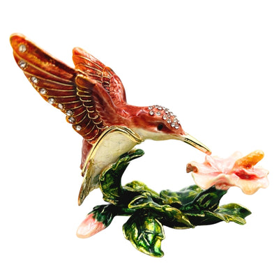 Exclusive Hummingbird Jewelry Box with Crystals, Personalized Engraving, Metal, 8x5.5x7 cm