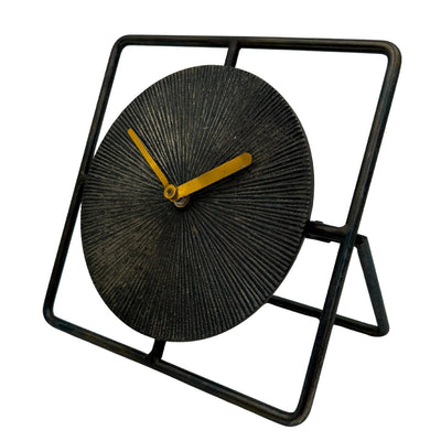 Elegancki Metalowy Zegar Okrągły 20 cm Czarno-Złoty z Możliwością Personalizacji Grawerem