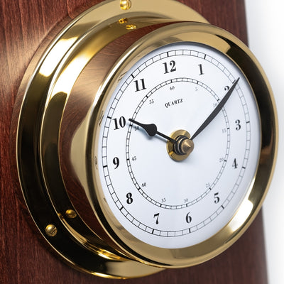 Exclusive Maritime Weather Station Fischer with Engraving - Mahogany, Brass, 510 mm