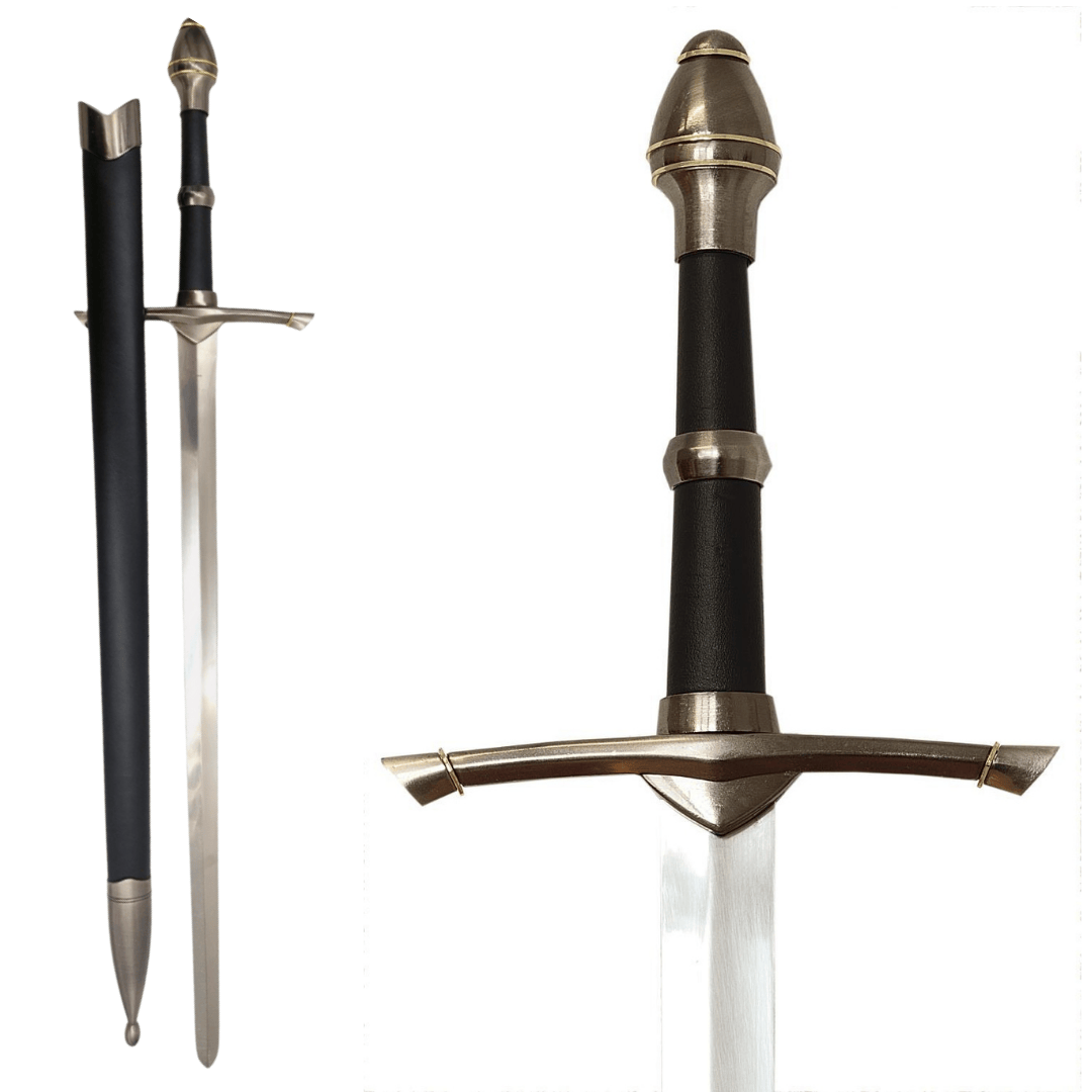 105 cm Steel Knight’s Sword in Scabbard – Elegant Stainless Steel Replica with Engraving Option