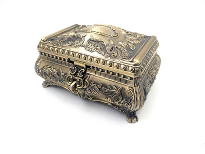 Gold Metal Jewelry Box 21-20L with Personalized Engraving Option