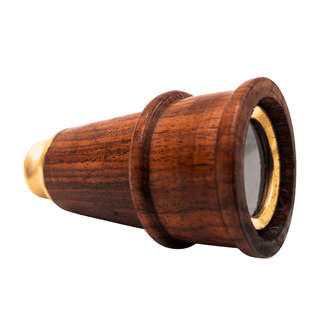 Retro Brass and Wood Telescope HT021 with Engraving Option – Elegant Vintage Nautical Style Decoration Gift, Length 18 cm