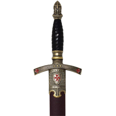 Sztylet Templariuszy w Pochwie Dekoracyjny z Grawerem – Replika ze Stali Szlachetnej, 40 cm