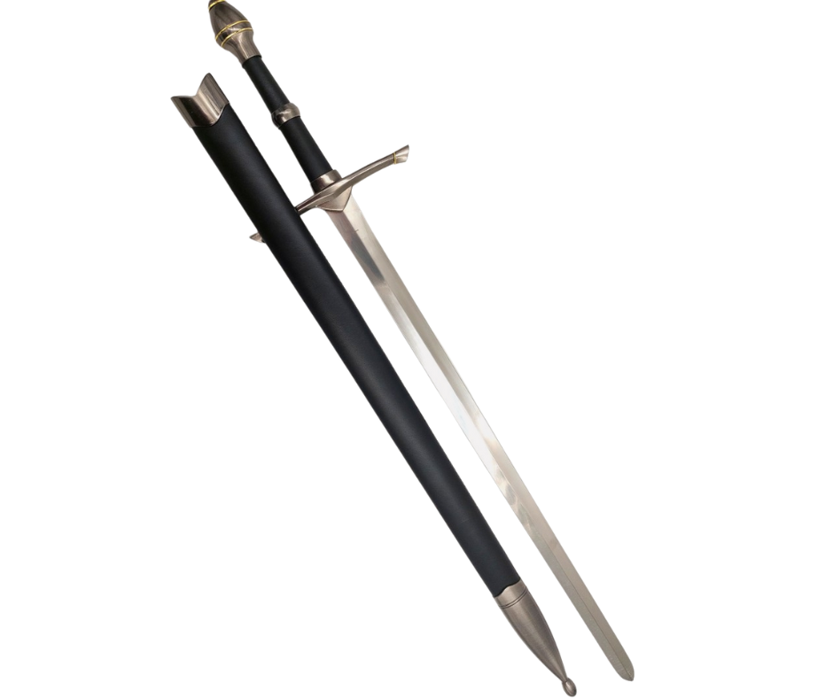 105 cm Steel Knight’s Sword in Scabbard – Elegant Stainless Steel Replica with Engraving Option