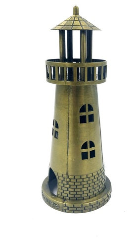 Latarnia Morska Świecznik na Tealight 18,5 cm w Antycznym Złocie z Opcją Grawerunku