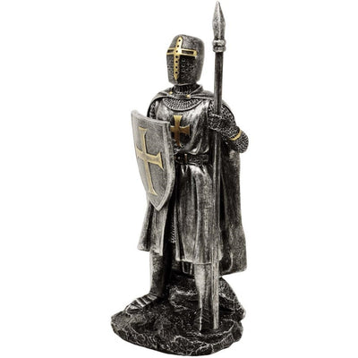 Figurka Rycerz z włócznią 20 cm z możliwością personalizacji grawerem - ręcznie malowana dekoracja z polyresinu na prezent dla miłośników historii i militariów