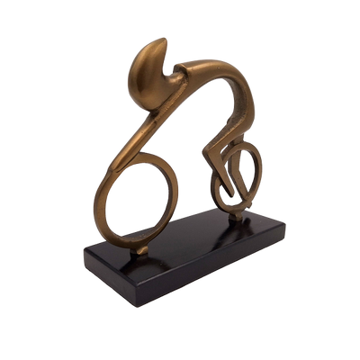 Figurka Kolarza Kolarz VB26/9 z Grawerem - Elegancki Prezent dla Rowerzysty, Wysokość 18 cm, Mosiężna i Czarna, Minimalistyczna Dekoracja do Wnętrz