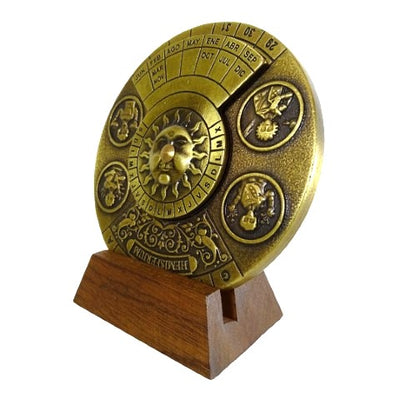 Calendar perpetuu renascentist cu gravură - cadou personalizat pentru anii 1600-2799, decor elegant pentru birou, diametru 9 cm, stil renascentist