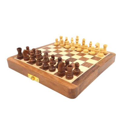 Szachy Drewniane Magnetyczne 17x17cm z Personalizowanym Grawerem