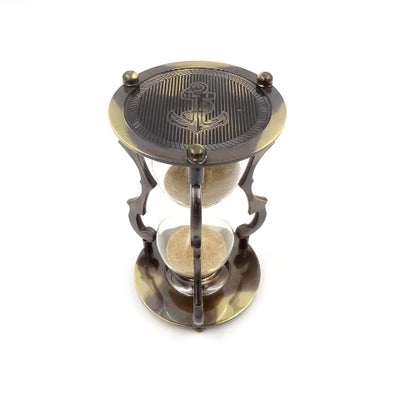 Elegant Antique Brass Hourglass 5 min with Engraving
