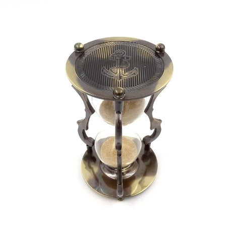 Elegant Antique Brass Hourglass 5 min with Engraving