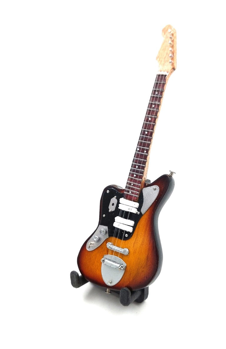 Mini gitara 15cm w stylu Kurta Cobaina z możliwością personalizacji grawerem - brązowa mahoniowa gitara na prezent dla fana grunge’u i Nirvany