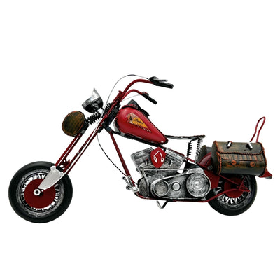 Duży Metalowy Model Klasyczny Motocykl Chopper w Kolorze Czerwonym z Możliwością Personalizacji Grawerem