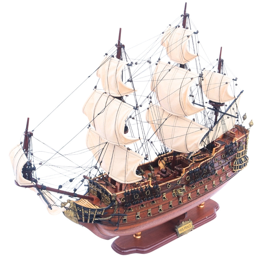 Ekskluzywny Wielki Model Żaglowca Okrętu HMS Prince 94cm z Możliwością Personalizacji Grawerem