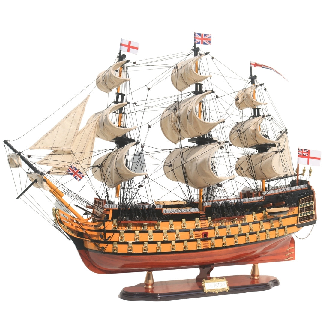 Model Żaglowca HMS Victory 80cm Złożony z Możliwością Personalizacji Grawerem - Ekskluzywna Dekoracja na Prezent, Ręcznie Wykonany z Drewna Egzotycznego, Wysoka Jakość i Dbałość o Szczegóły