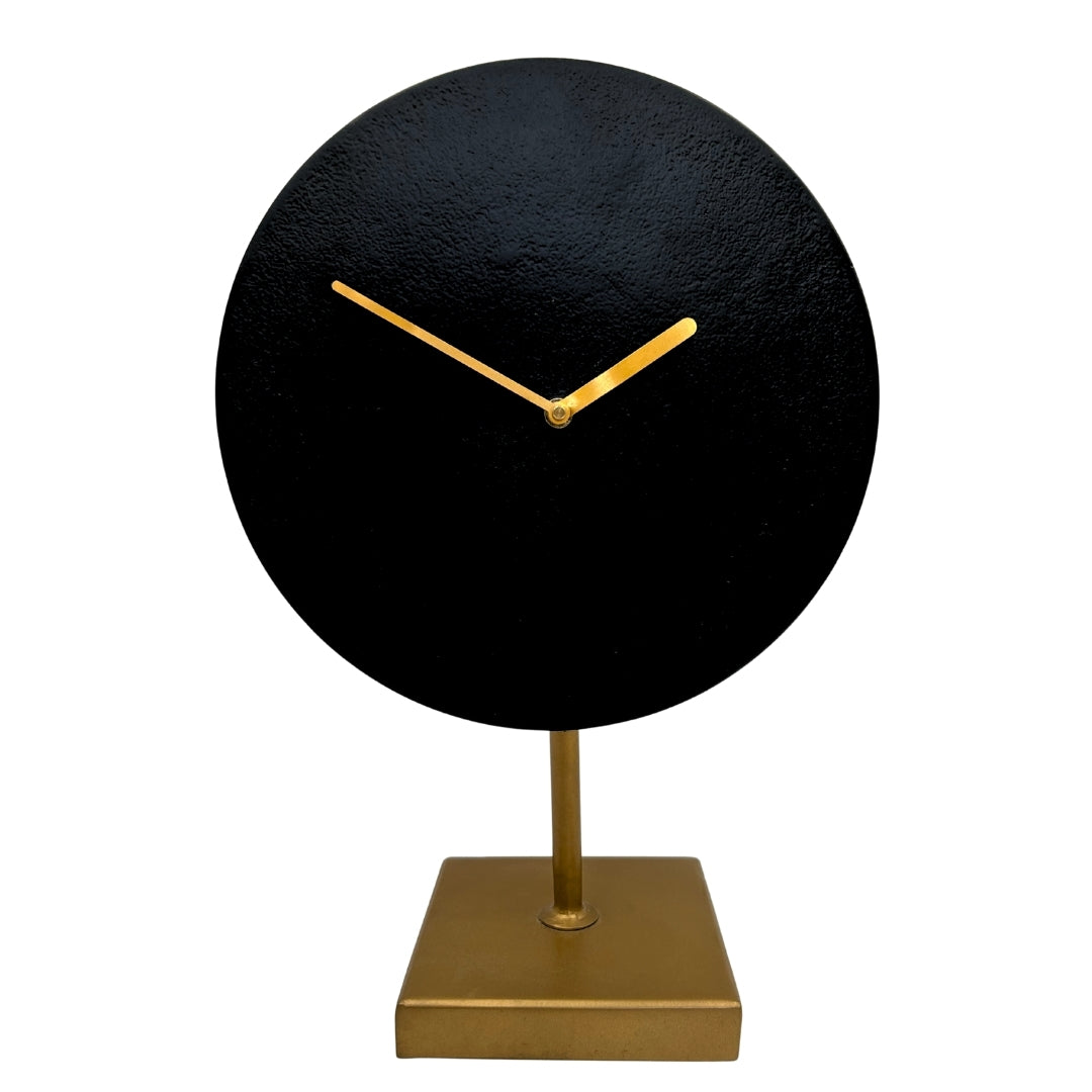 Elegant Round Metal Clock 4122 in Gold and Black with Custom Engraving Option