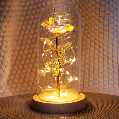 Lampka nocna Róża LED z możliwością personalizacji grawerem, romantyczny prezent, wysokość 21,5 cm, delikatne światło, idealna dekoracja do sypialni