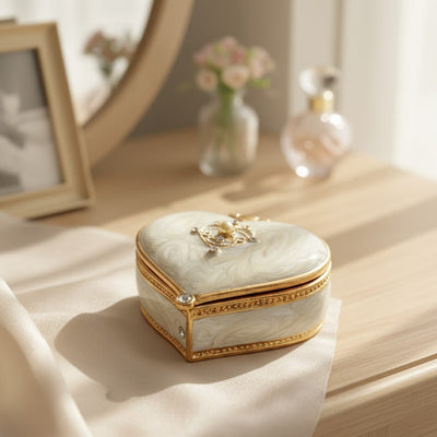 Heart-Shaped Jewelry Box with Crystals