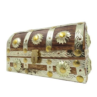 Wooden Trinket Box SE14 with Customizable Engraving, Brown and Gold, Perfect Gift – 16x9.5x10 cm