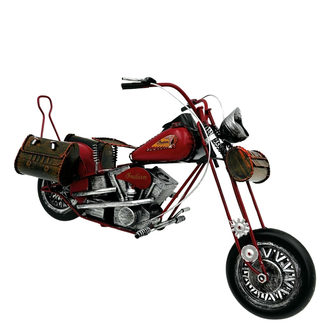Duży Metalowy Model Klasyczny Motocykl Chopper w Kolorze Czerwonym z Możliwością Personalizacji Grawerem