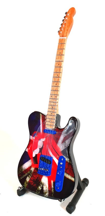 Mini gitara w stylu Rolling Stones Keith Richards MGT-2301 z możliwością personalizacji grawerem, idealny prezent dla fana muzyki, ręcznie wykonana z mahoniu, wysokość 27,5 cm