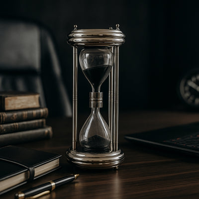 Large Silver Hourglass 10 min with Engraving Option