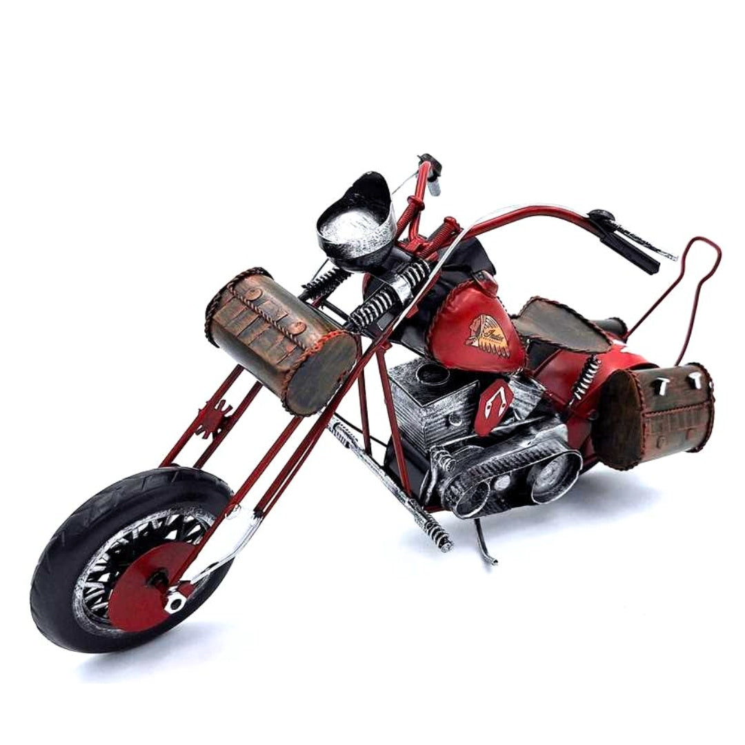 Duży Metalowy Model Klasyczny Motocykl Chopper w Kolorze Czerwonym z Możliwością Personalizacji Grawerem
