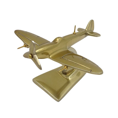 Model samolotu Spitfire Złoty WWII Myśliwiec z możliwością personalizacji grawerem – elegancki prezent dla miłośników lotnictwa, wykonany z aluminium, wymiary 15 × 13 × 8 cm