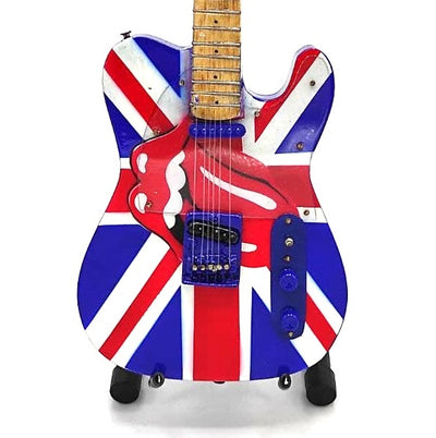 Mini gitara kolekcjonerska Rolling Stones UK&Tongue MGT-2301B z mahoniowego drewna, możliwość personalizacji grawerem, idealny prezent na każdą okazję, wysokość 27,5 cm
